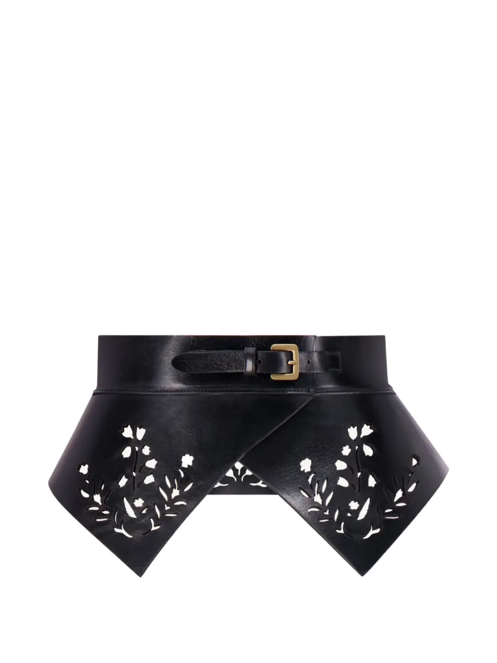 Lela Rose floral lasercut leather belt - Nero