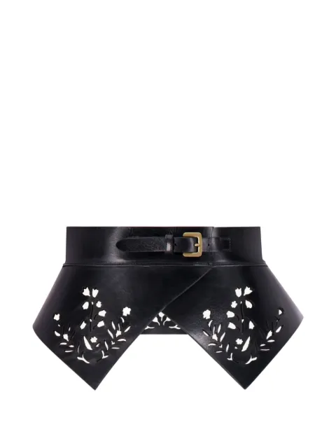 Lela Rose floral lasercut leather belt