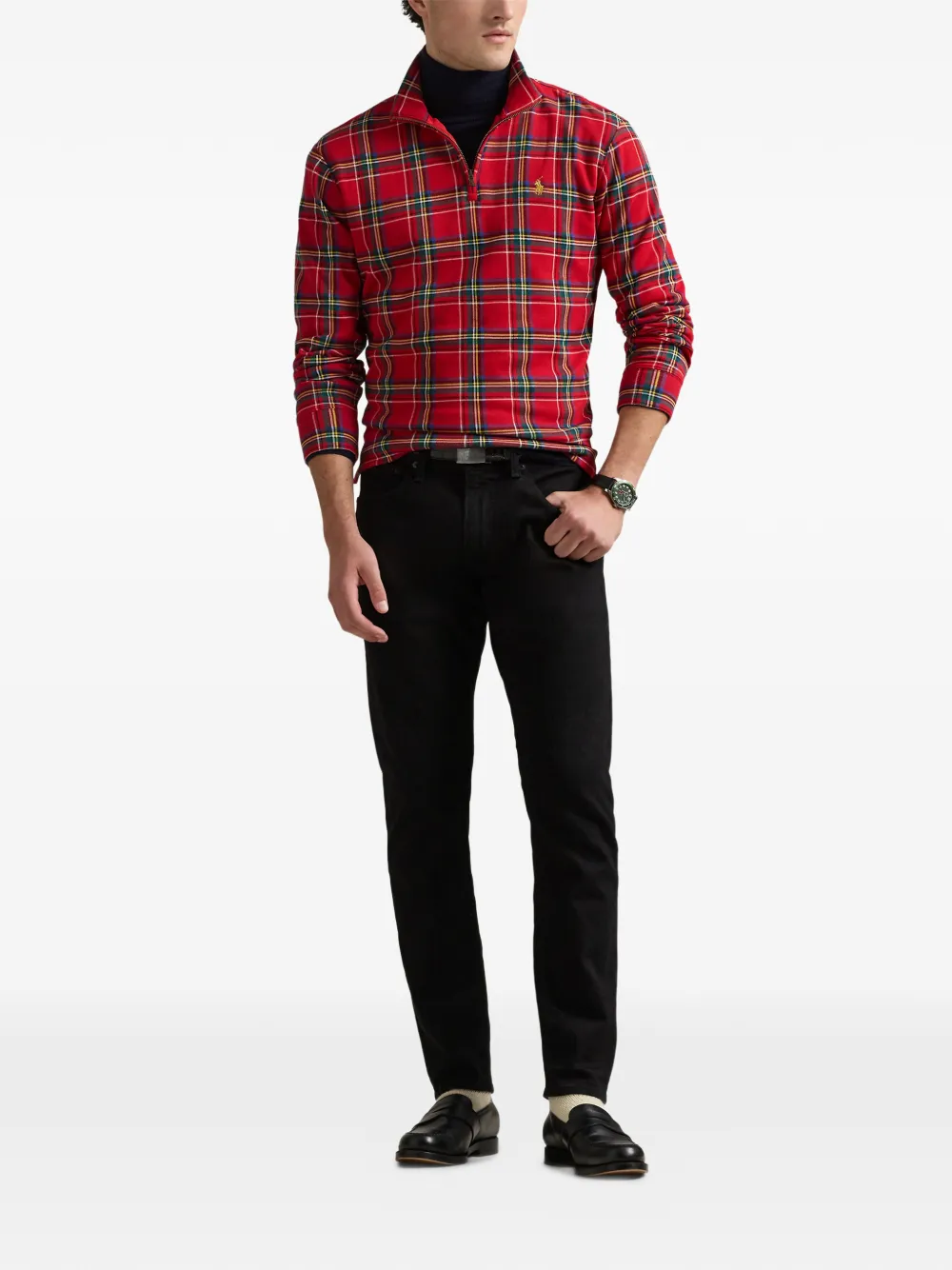Polo Ralph Lauren Geruite sweater met halve rits Rood