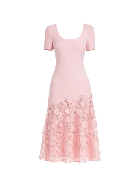 Badgley Mischka crepe lace midi dress