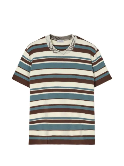 Burberry striped check trim T-shirt