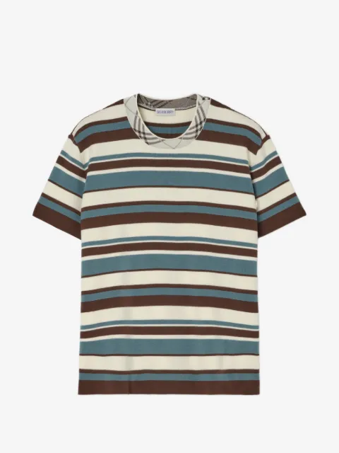 Burberry striped check trim T-shirt
