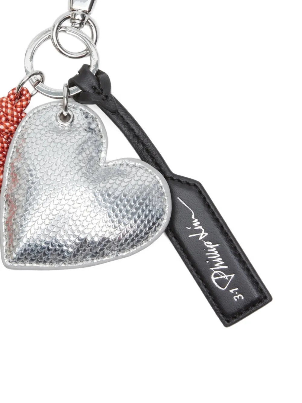 3.1 Phillip Lim Gevlochten sleutelhanger met hart Zilver