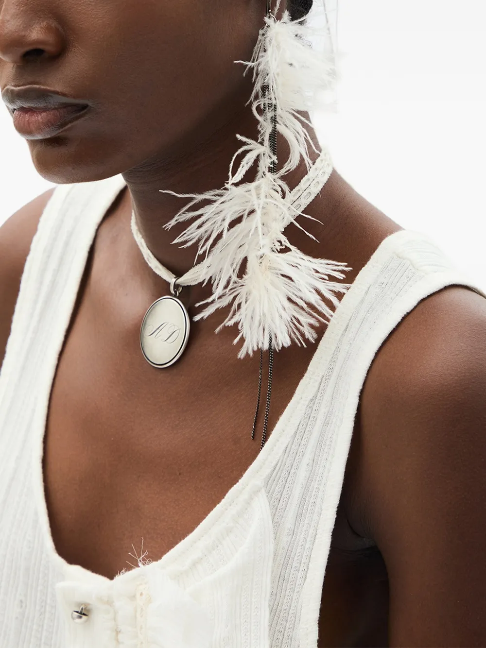 Ann Demeulemeester Wea feather earrings - Argento
