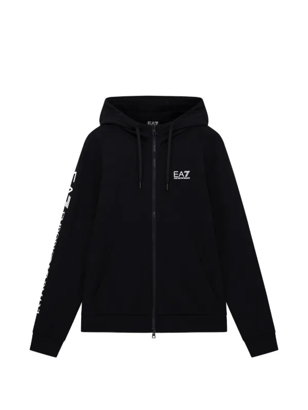 Ea7 Emporio Armani ロゴ ジップ スウェットパーカー | ブラック 