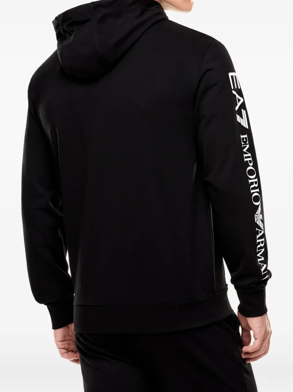 Ea7 Emporio Armani Hoodie logo en rits Zwart