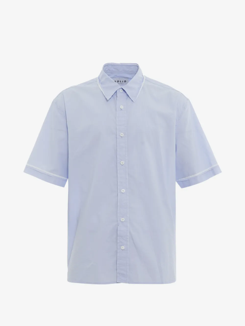 SOLID HOMME قميص بأكمام قصيرة وزينة أسطوانية | أزرق | Image 1