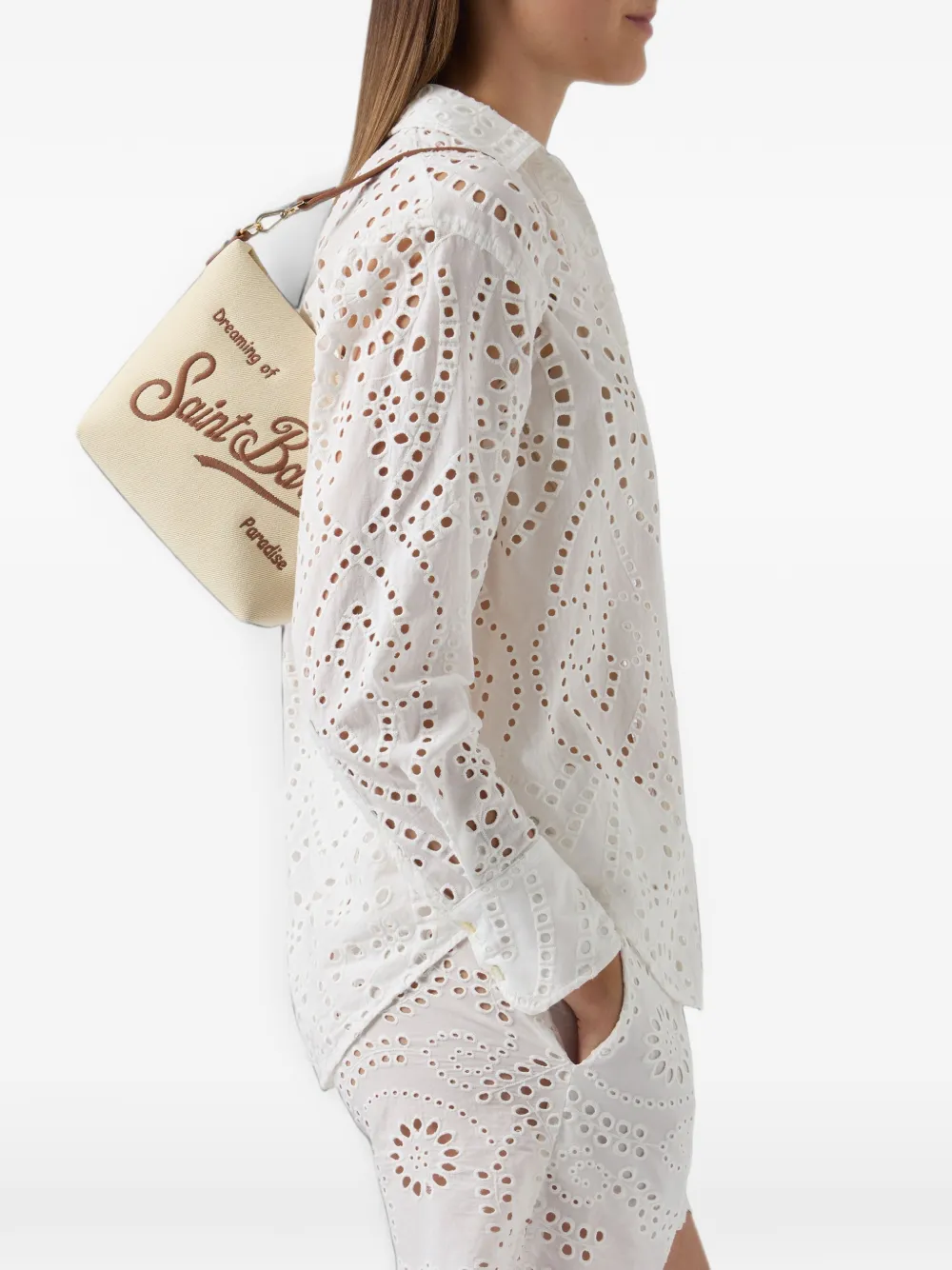 MC2 Saint Barth Aline shopper met geborduurd logo Beige