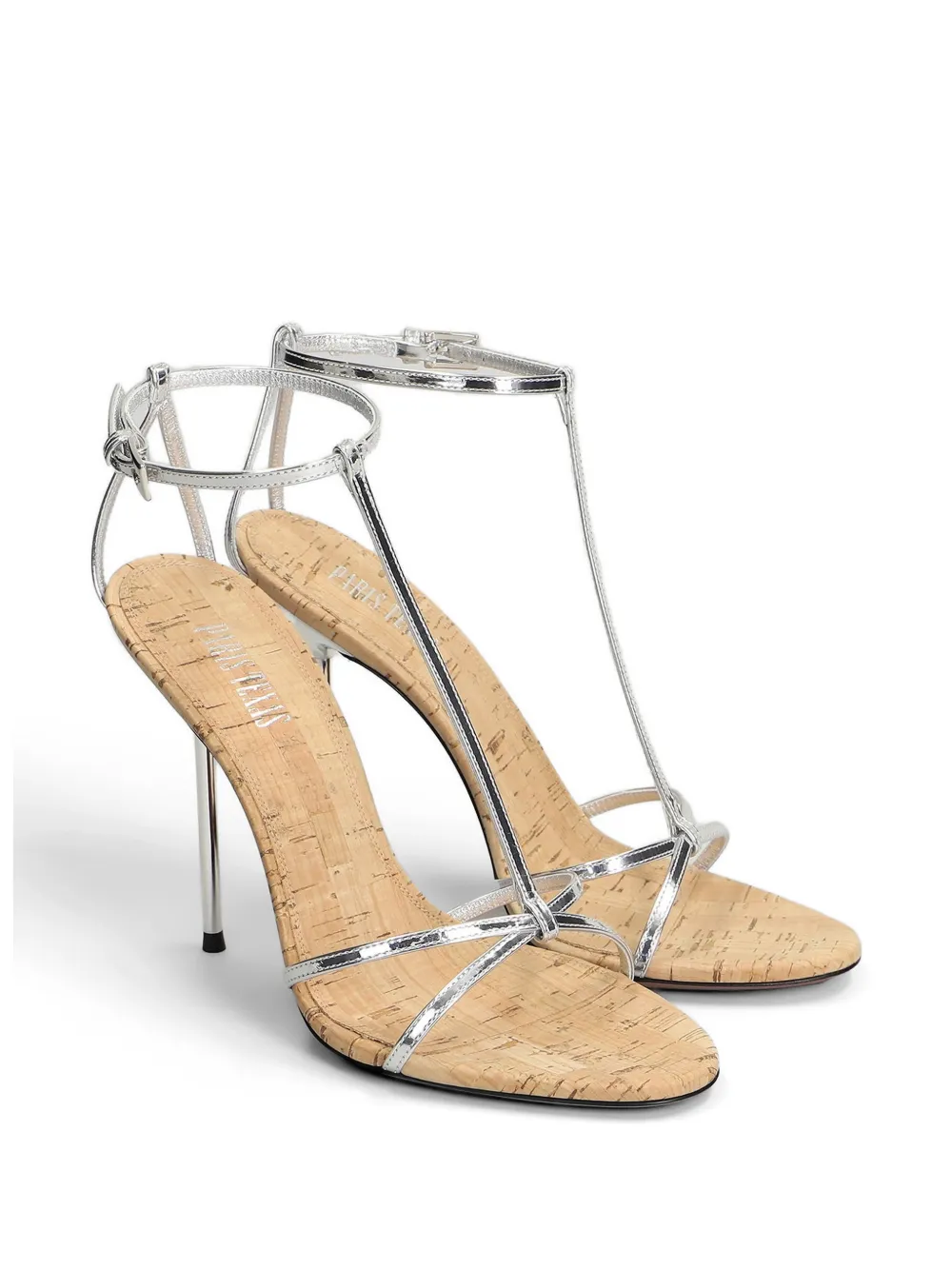 Paris Texas Lidia metallic-effect t-bar sandals Zilver