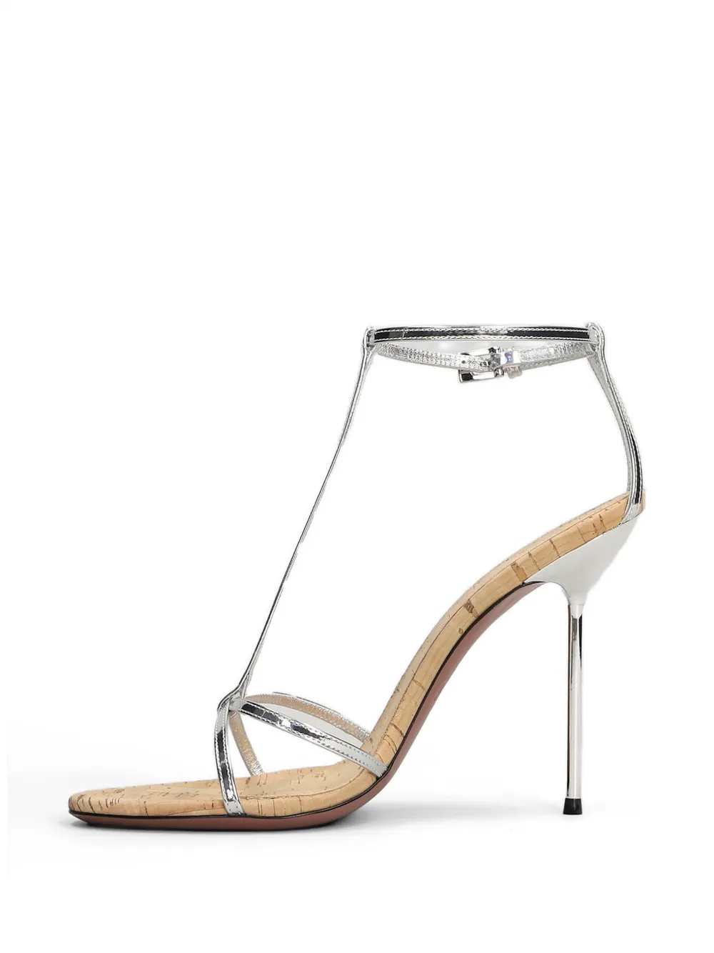 Paris Texas Lidia metallic-effect t-bar sandals Zilver