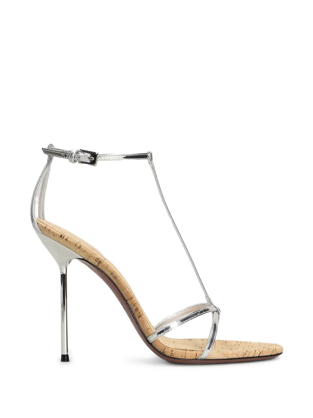 Paris Texas Lidia metallic-effect t-bar sandals Zilver
