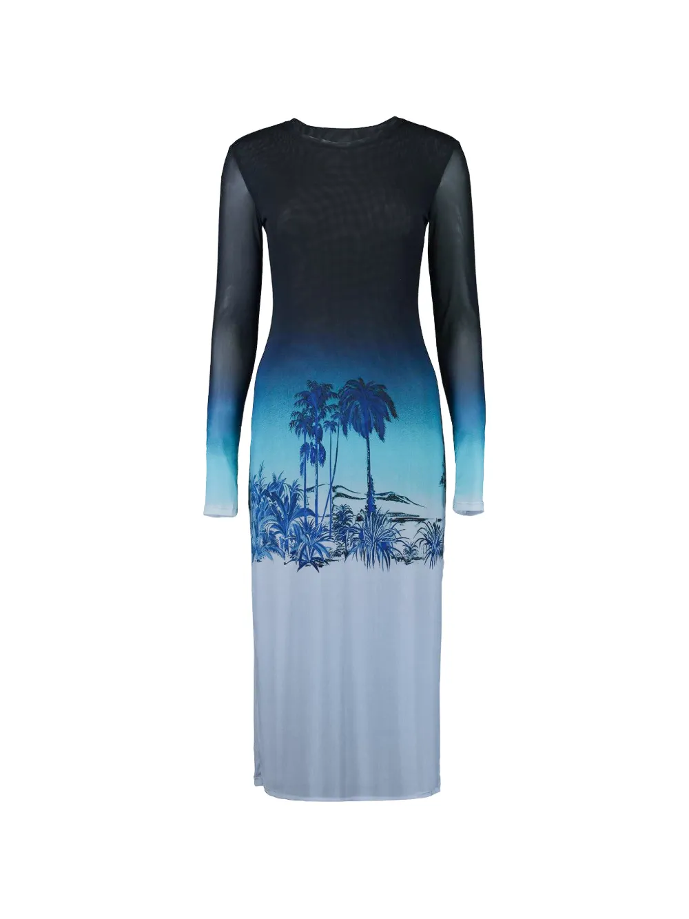 STAUD Raven long-sleeve print midi dress - Blu