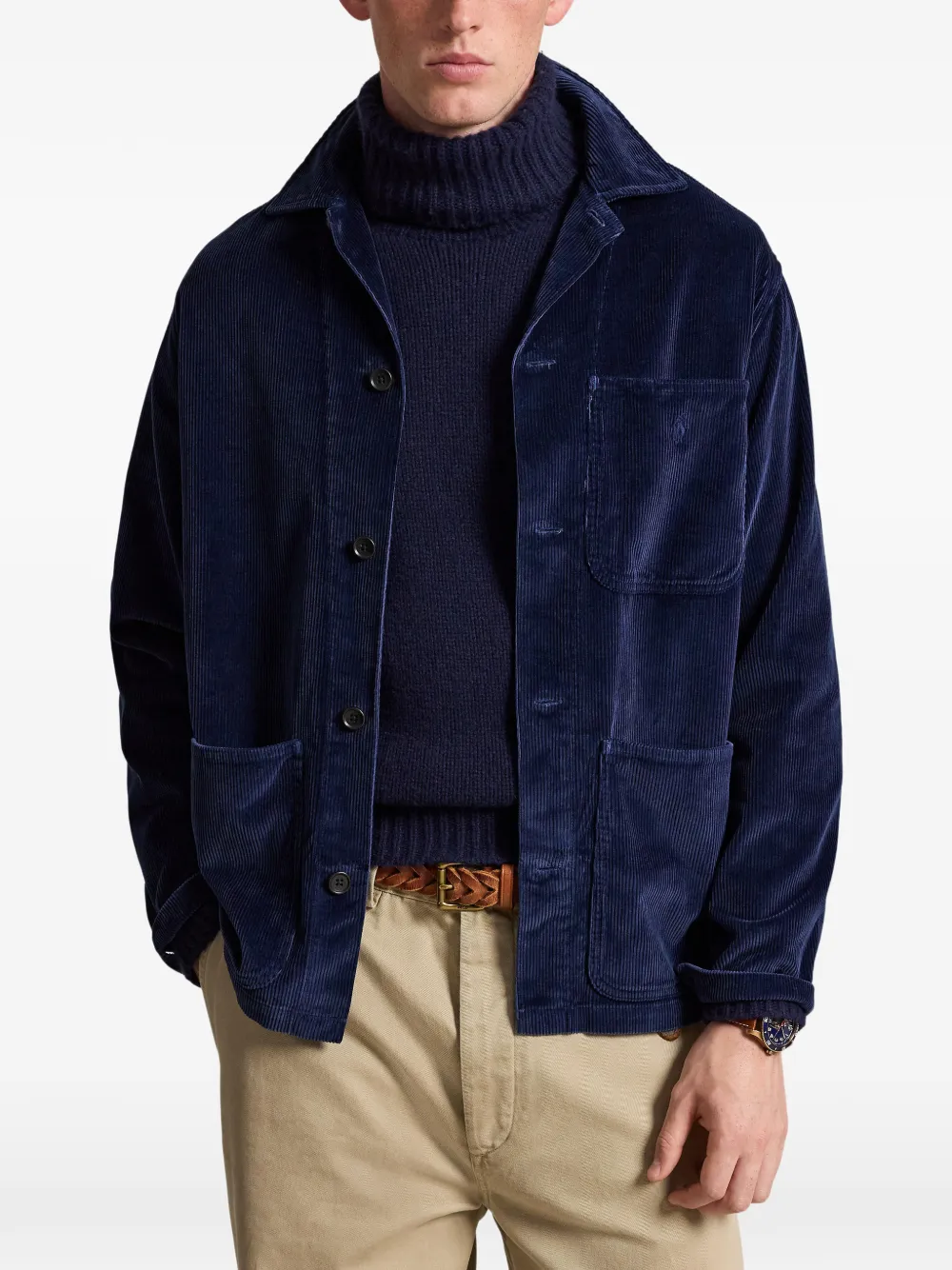 Polo Ralph Lauren Shirtjack met ribfluwelen textuur Blauw
