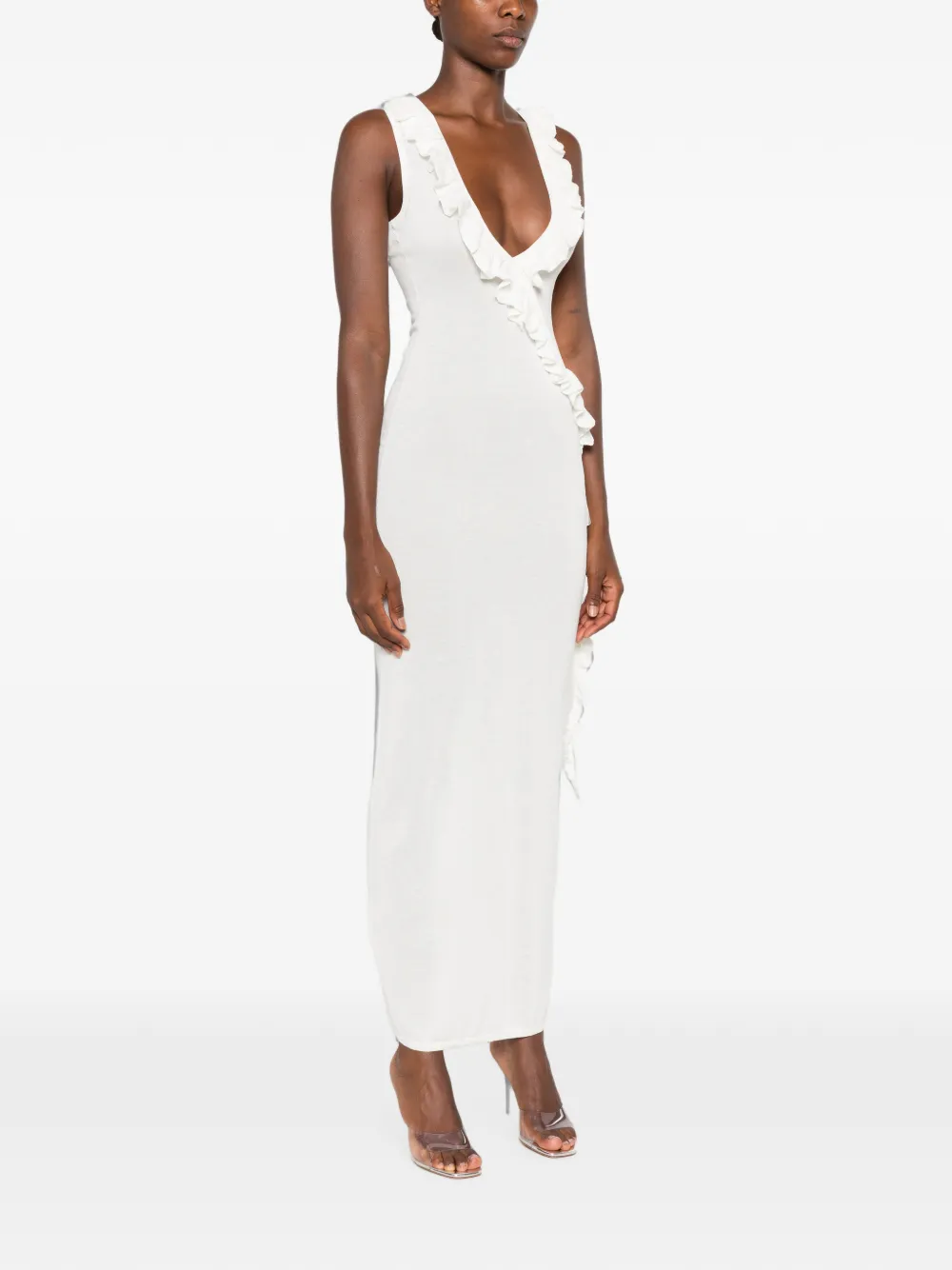 Asta Resort Antonella maxi-dress met ruches Wit