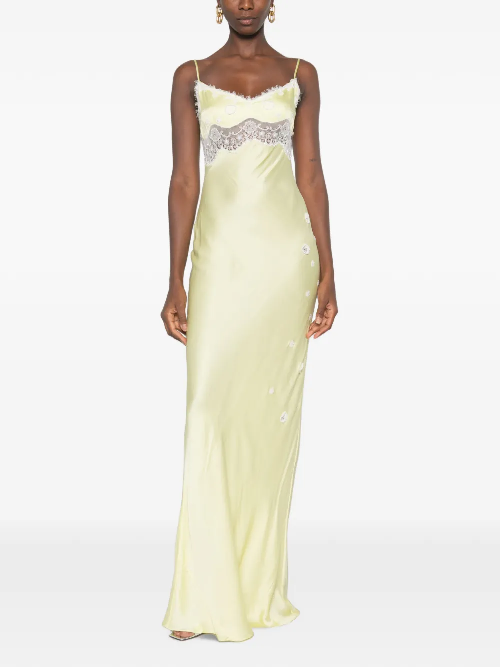 Asta Resort Arlette maxi-jurk met kanten afwerking Groen