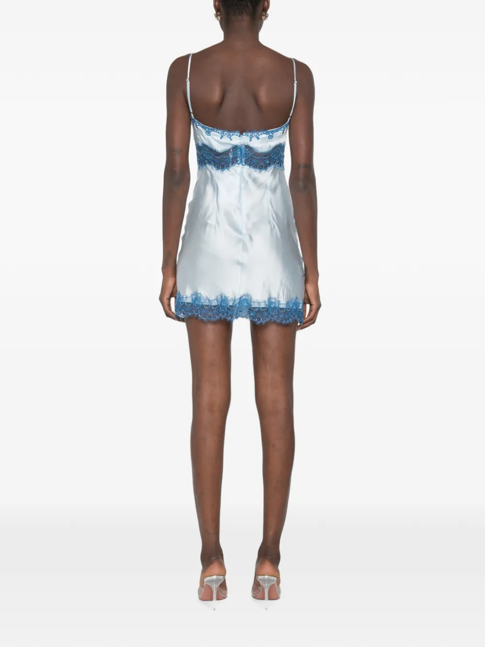 Asta Resort Mini-jurk met kanten afwerking en kralen Blauw