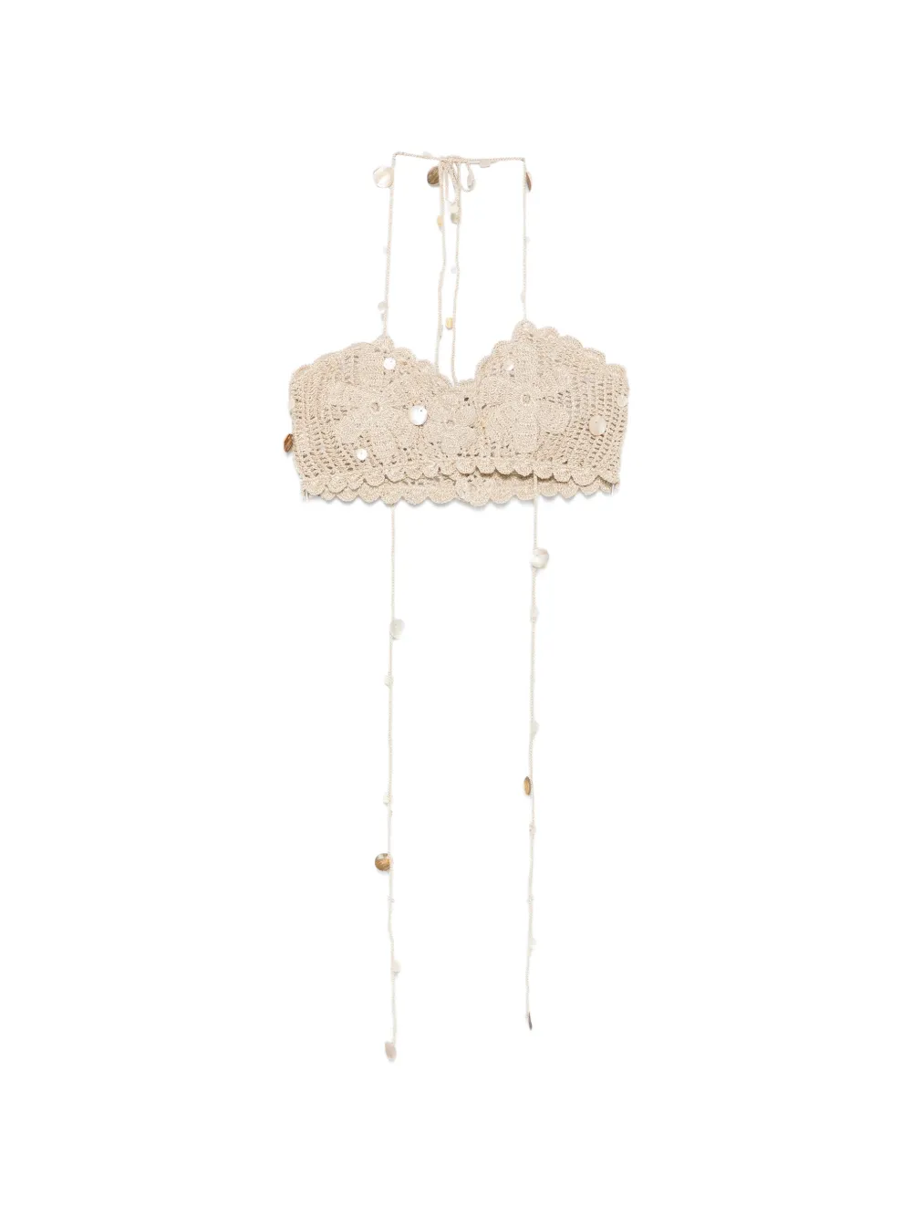 Asta Resort Charlotte crochet shell-embellished top - Nude