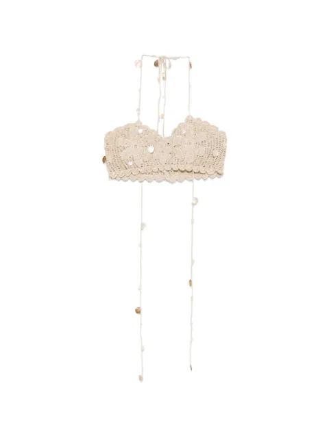 Asta Resort Charlotte crochet shell-embellished top