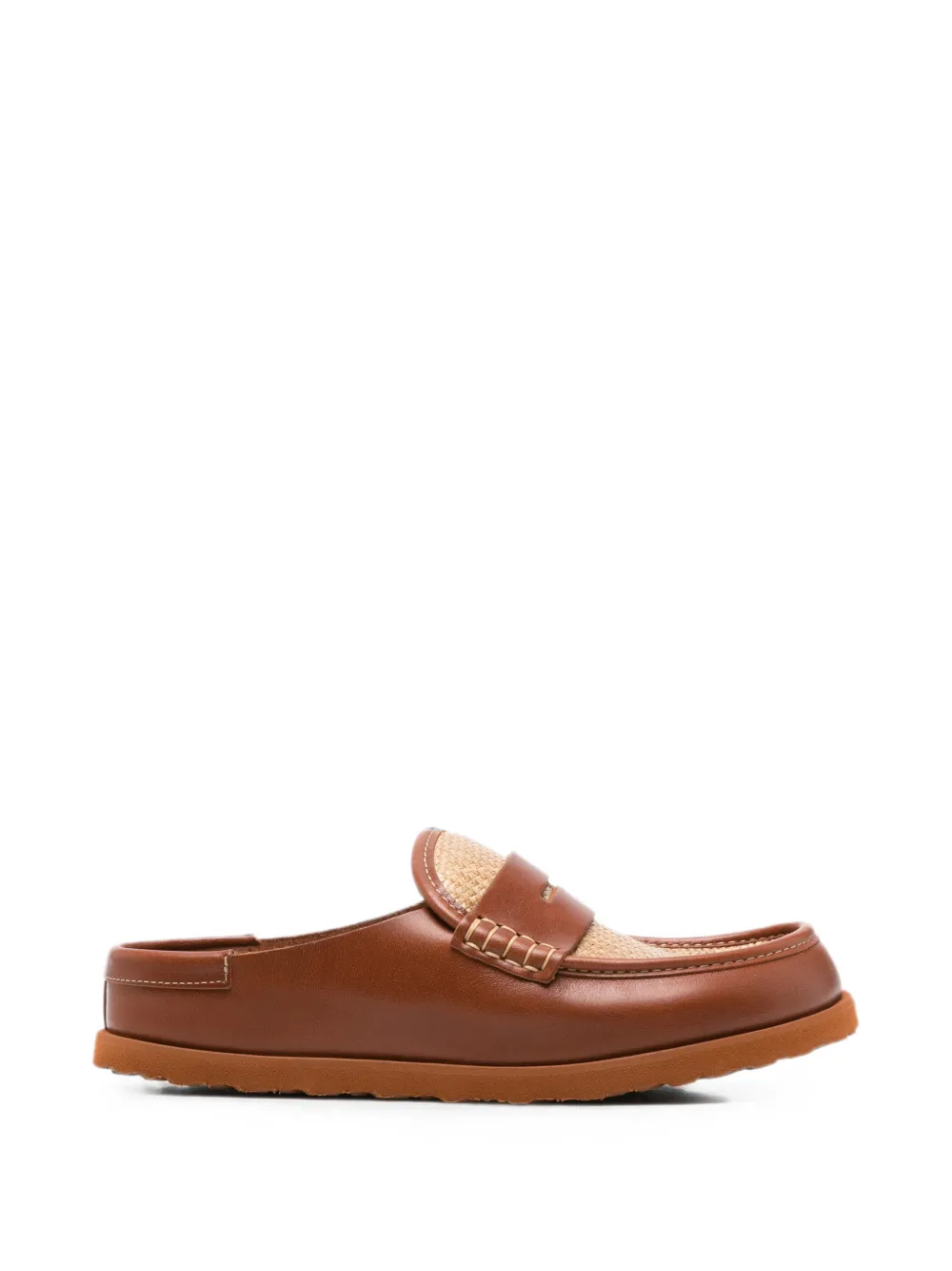 Birkenstock Naples Raffia-panel Mules In Braun
