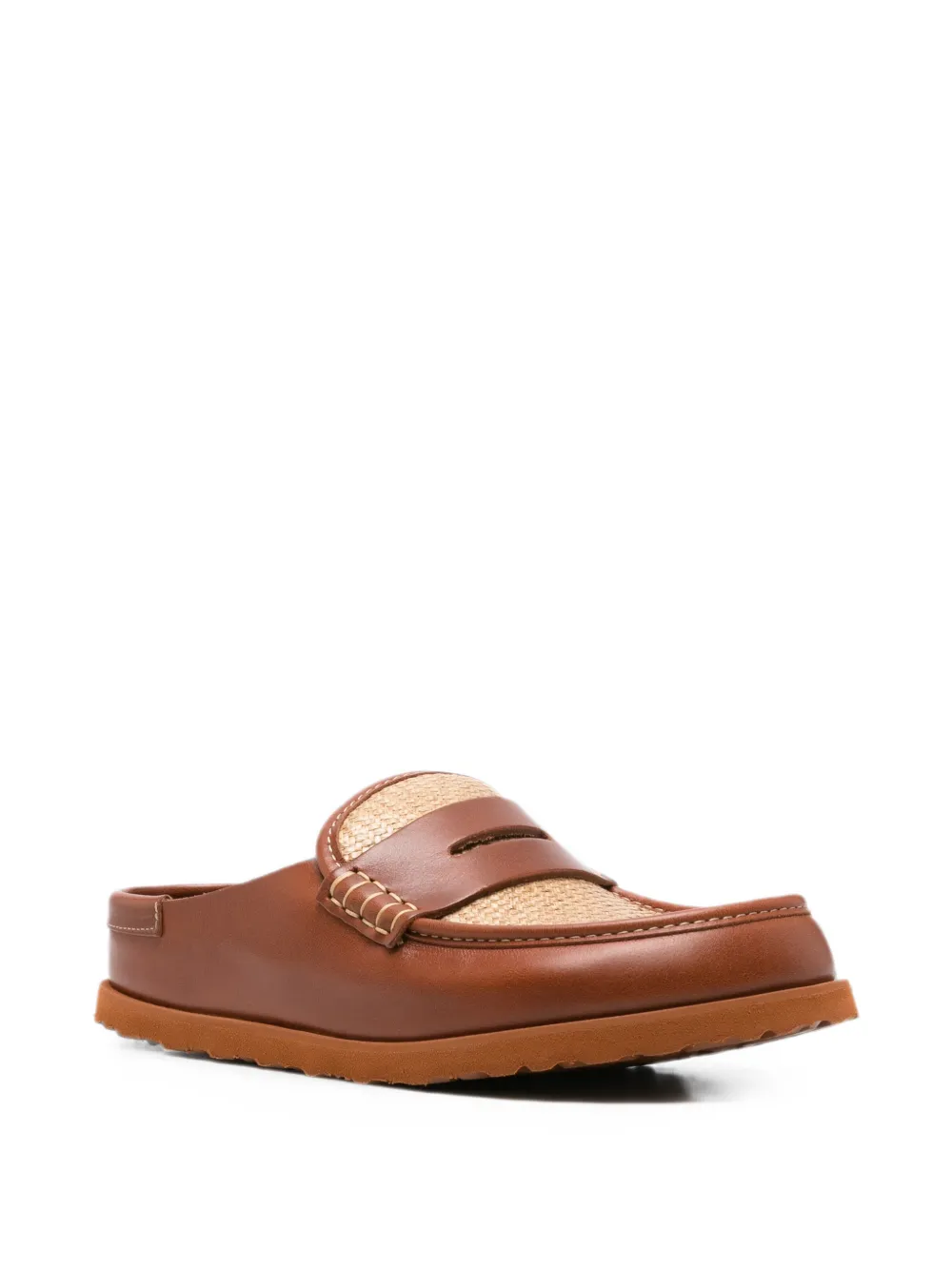 Birkenstock Naples raffia-panel mules Bruin