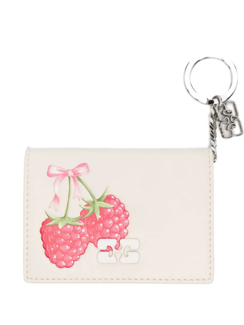 GANNI raspberry-print leather wallet - Toni neutri