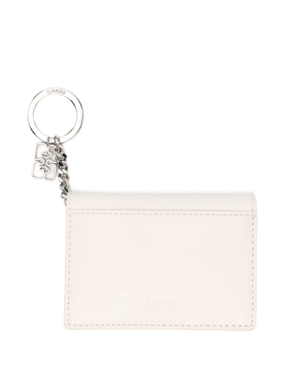GANNI Leren portemonnee met frambozenprint Beige