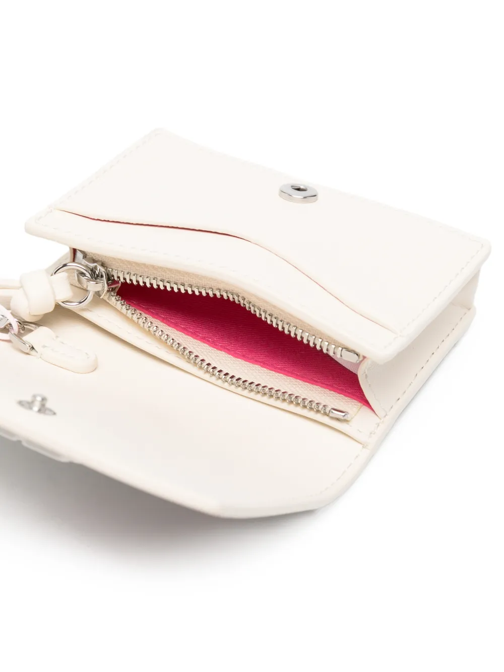 GANNI Leren portemonnee met frambozenprint Beige