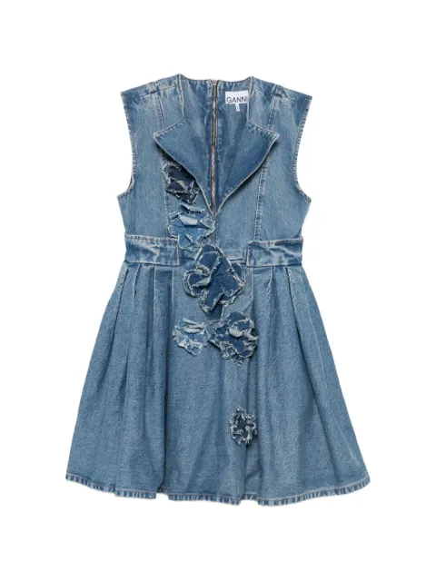 GANNI flower-appliqué sleeveless mini dress