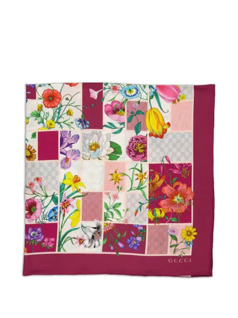 Gucci floral-print block-design scarf