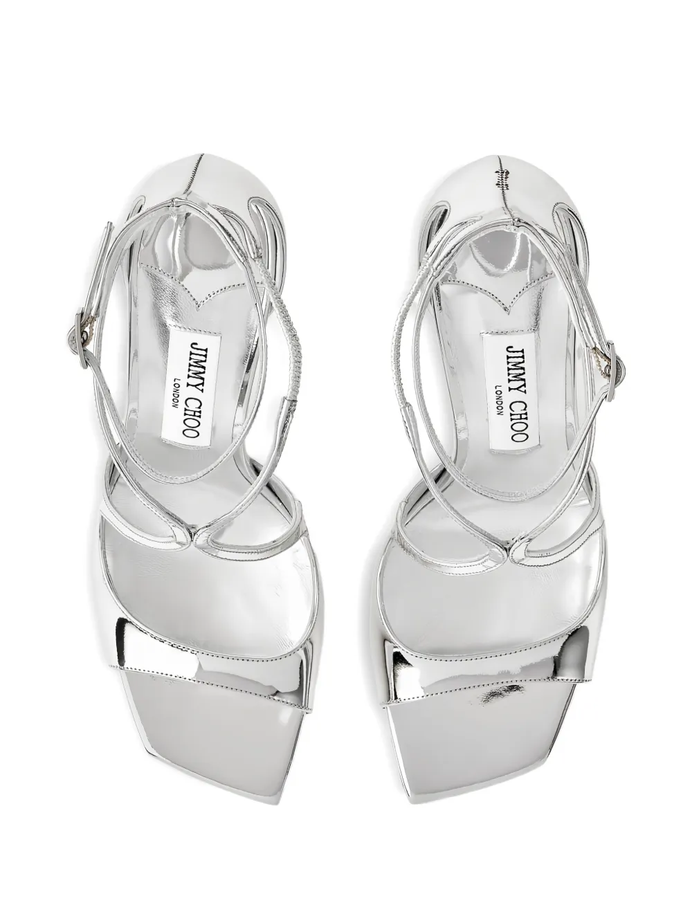 Jimmy Choo Azia t-strap square-toe sandals Zilver