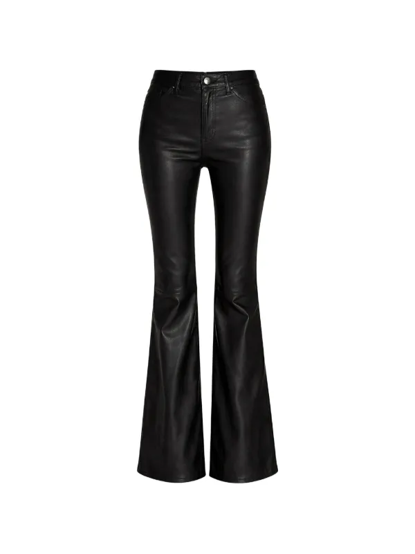 Sprwmn Flared Leather Trousers in Black