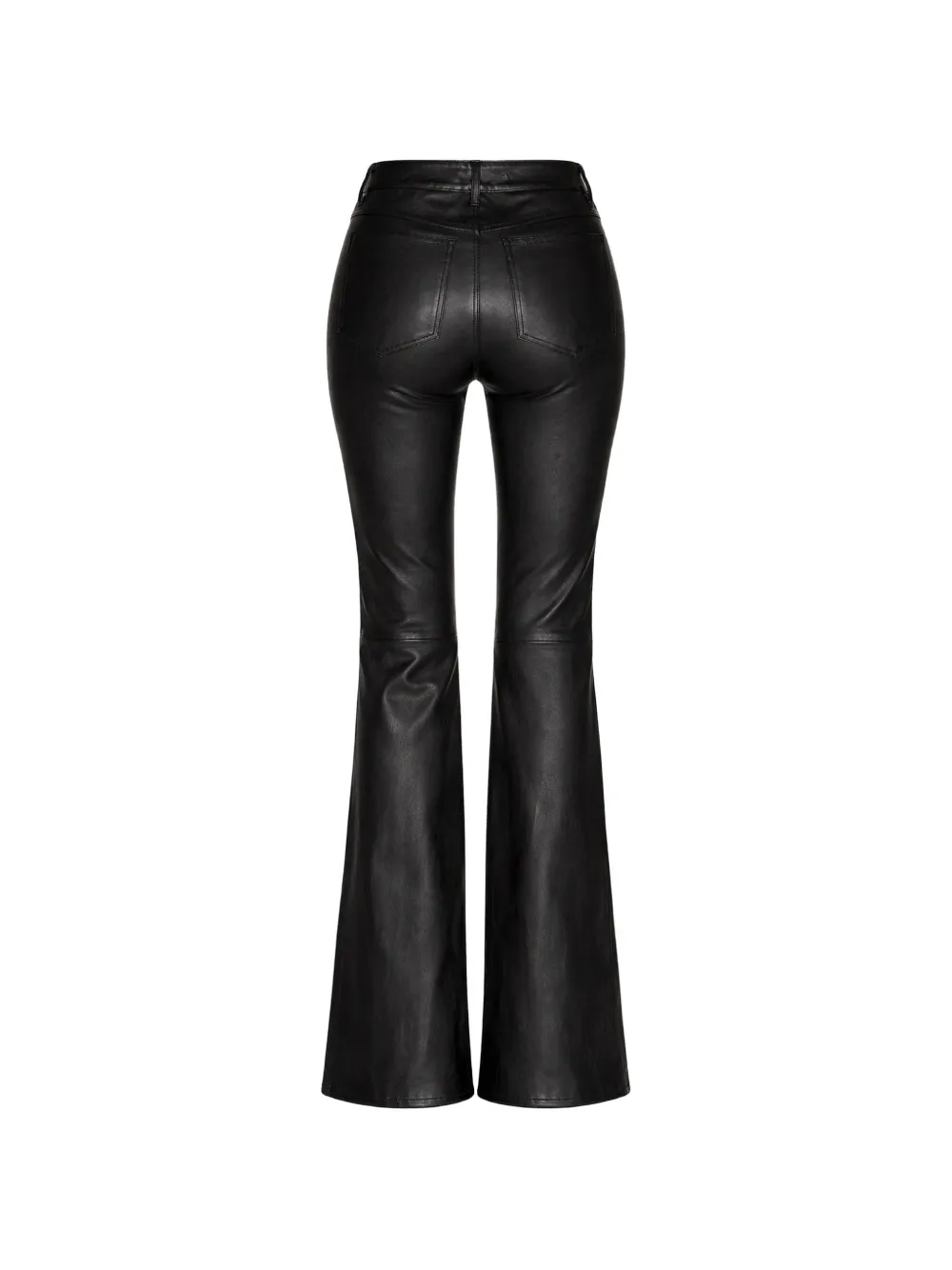 Sprwmn Flared Leather Trousers in Black, view 2