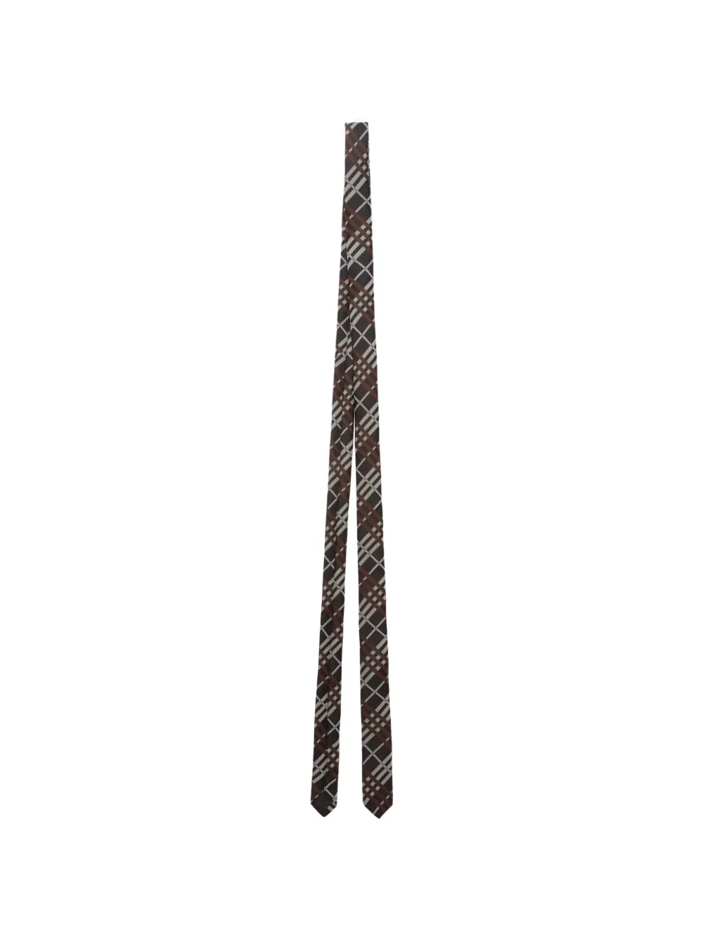 Burberry check skinny silk tie - Marrone