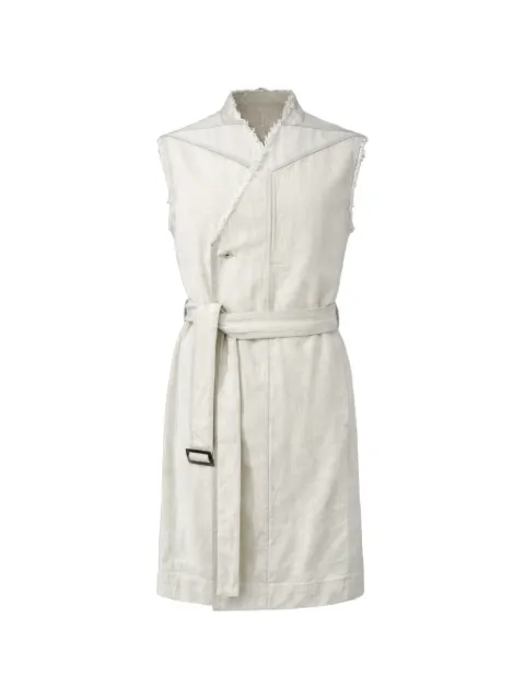 Rick Owens Temple belted fringed sleeveless coat