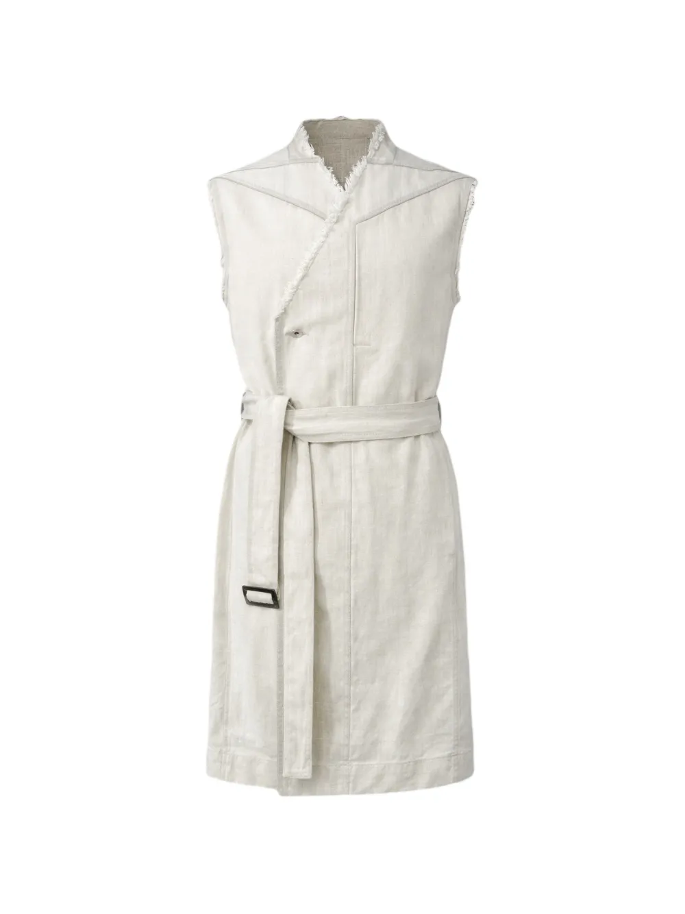 Rick Owens Temple belted fringed sleeveless coat - Toni neutri