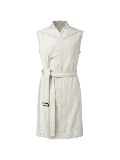 Rick Owens Temple belted fringed sleeveless coat