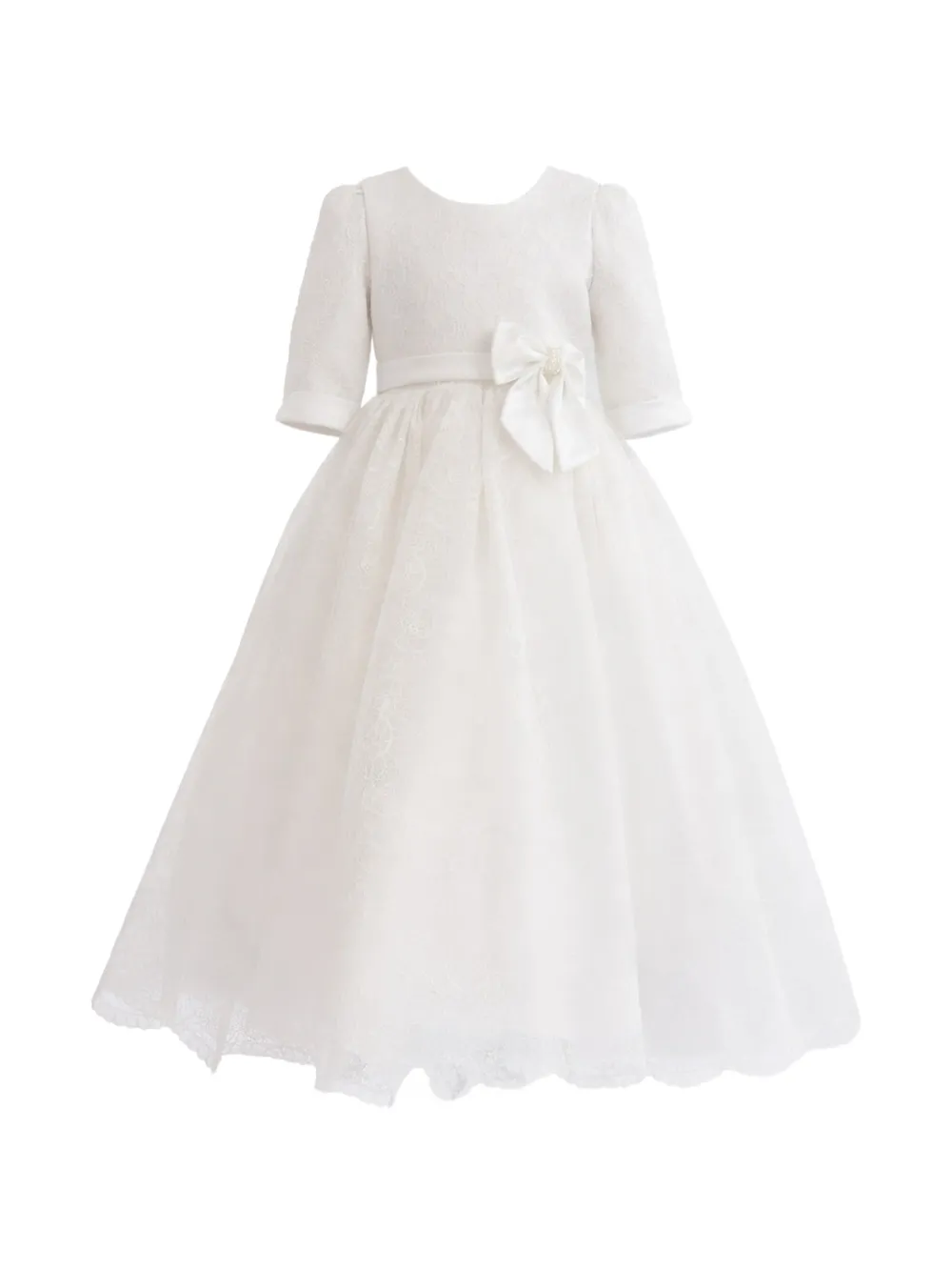 Tulleen Shannora puff-sleeve bow dress - Bianco
