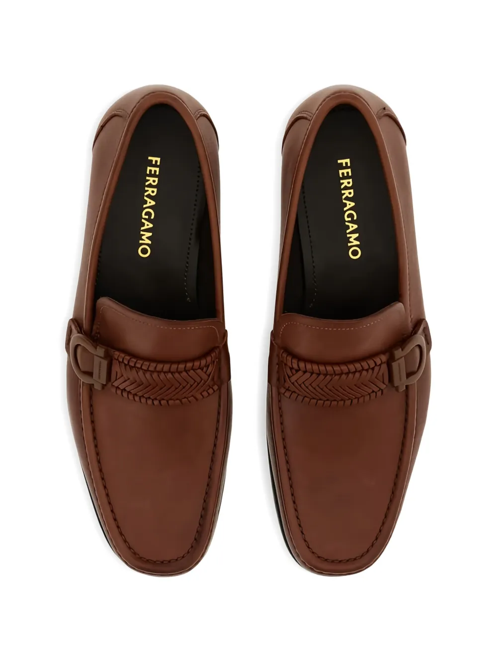 Ferragamo Loafers met gevlochten detail Bruin