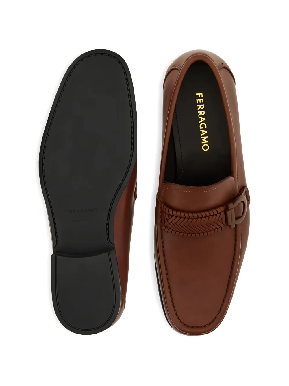 Ferragamo Loafers met gevlochten detail Bruin