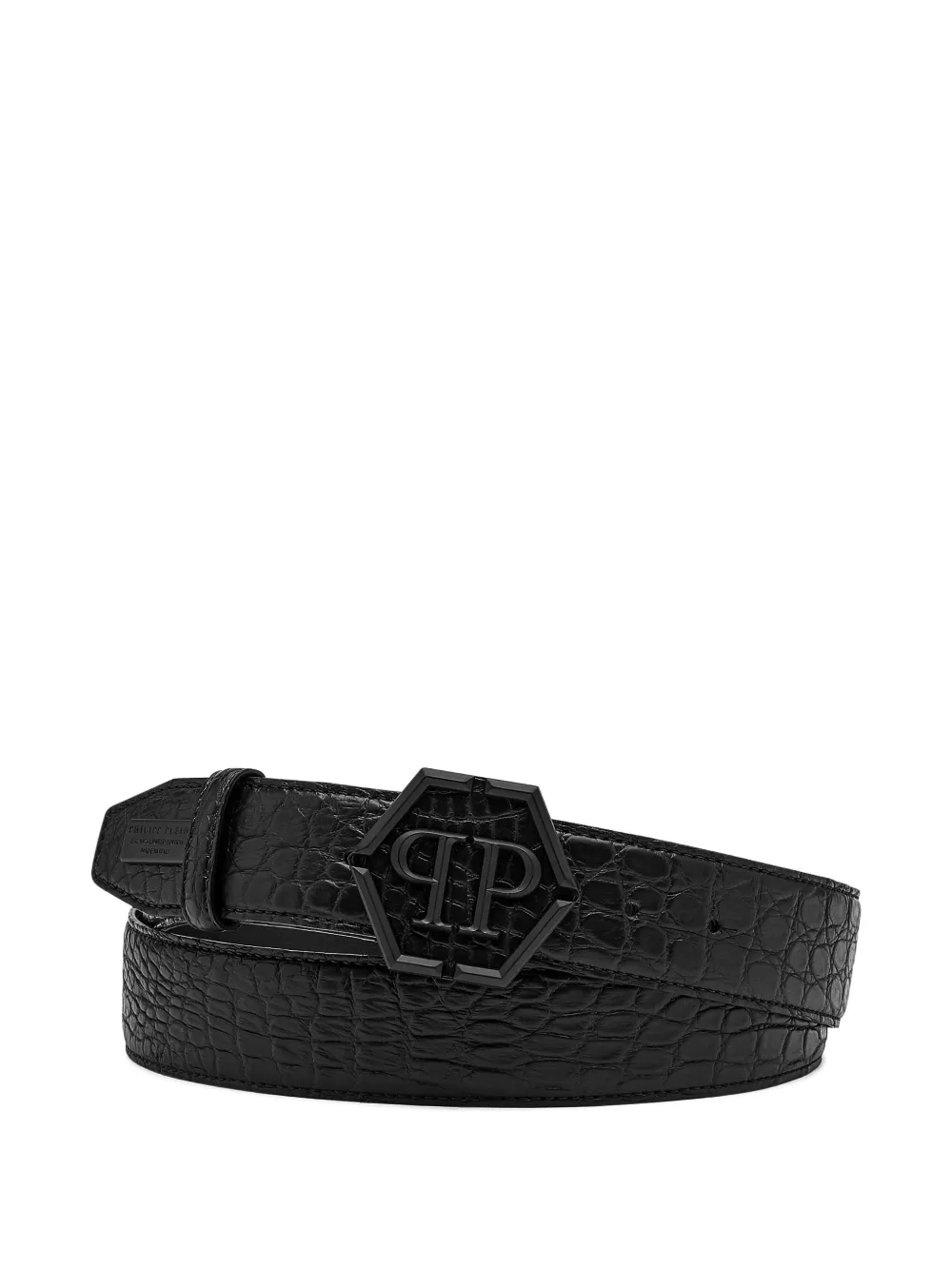 Philipp Plein crocodile-effect belt - Nero