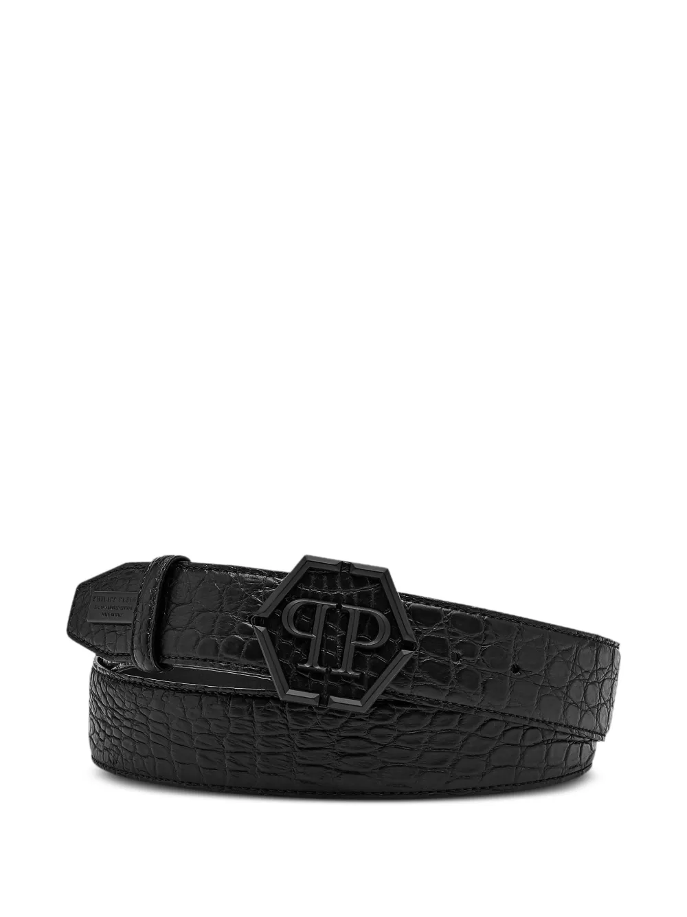 Philipp Plein crocodile-effect belt - Schwarz