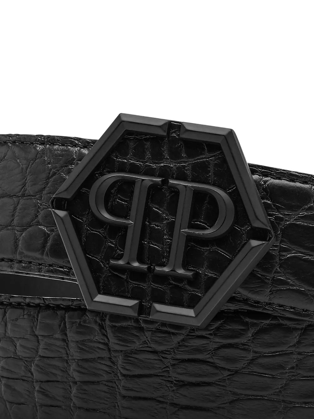 Philipp Plein Riem met krokodillen-reliëf Zwart