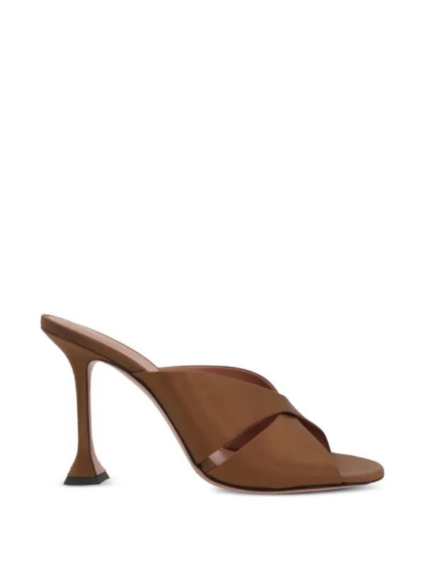 Amina Muaddi Salma Heeled Mules in Brown