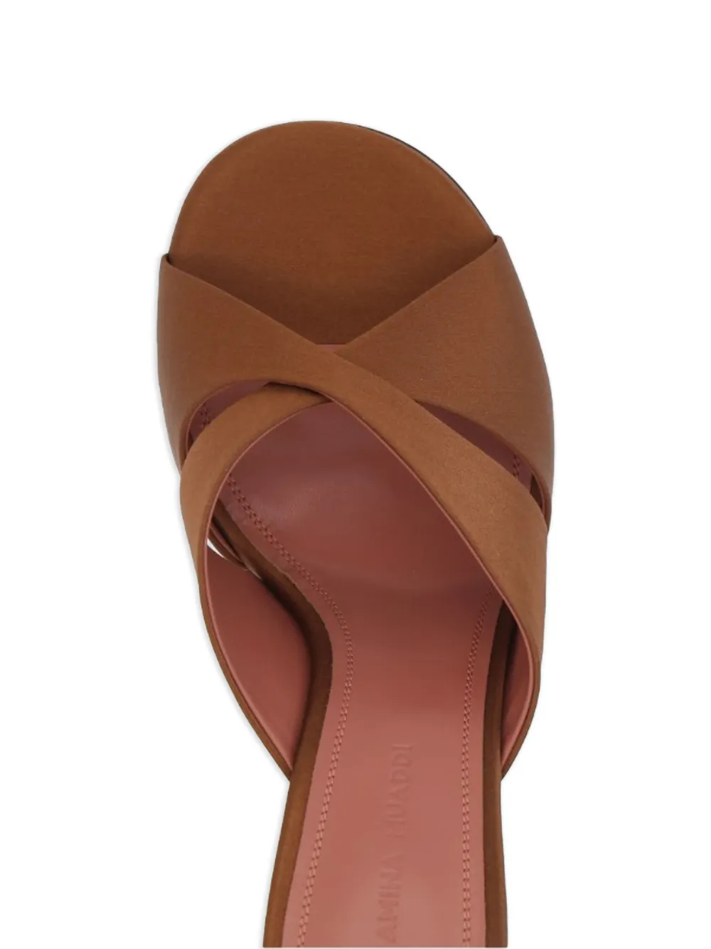 Amina Muaddi Salma Heeled Mules in Brown, view 4