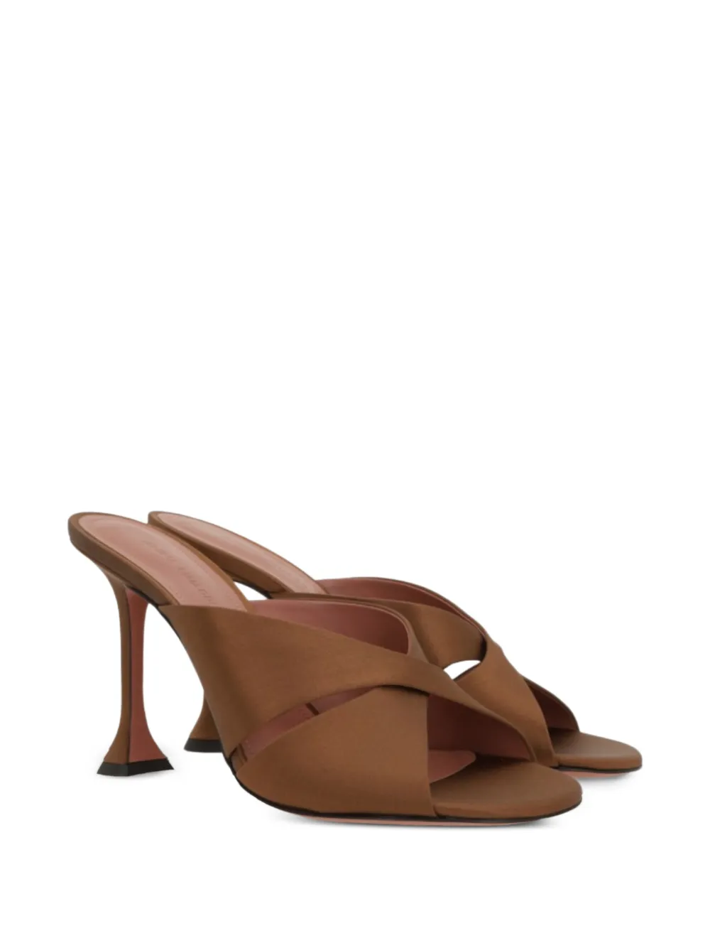 Amina Muaddi Salma Heeled Mules in Brown, view 2