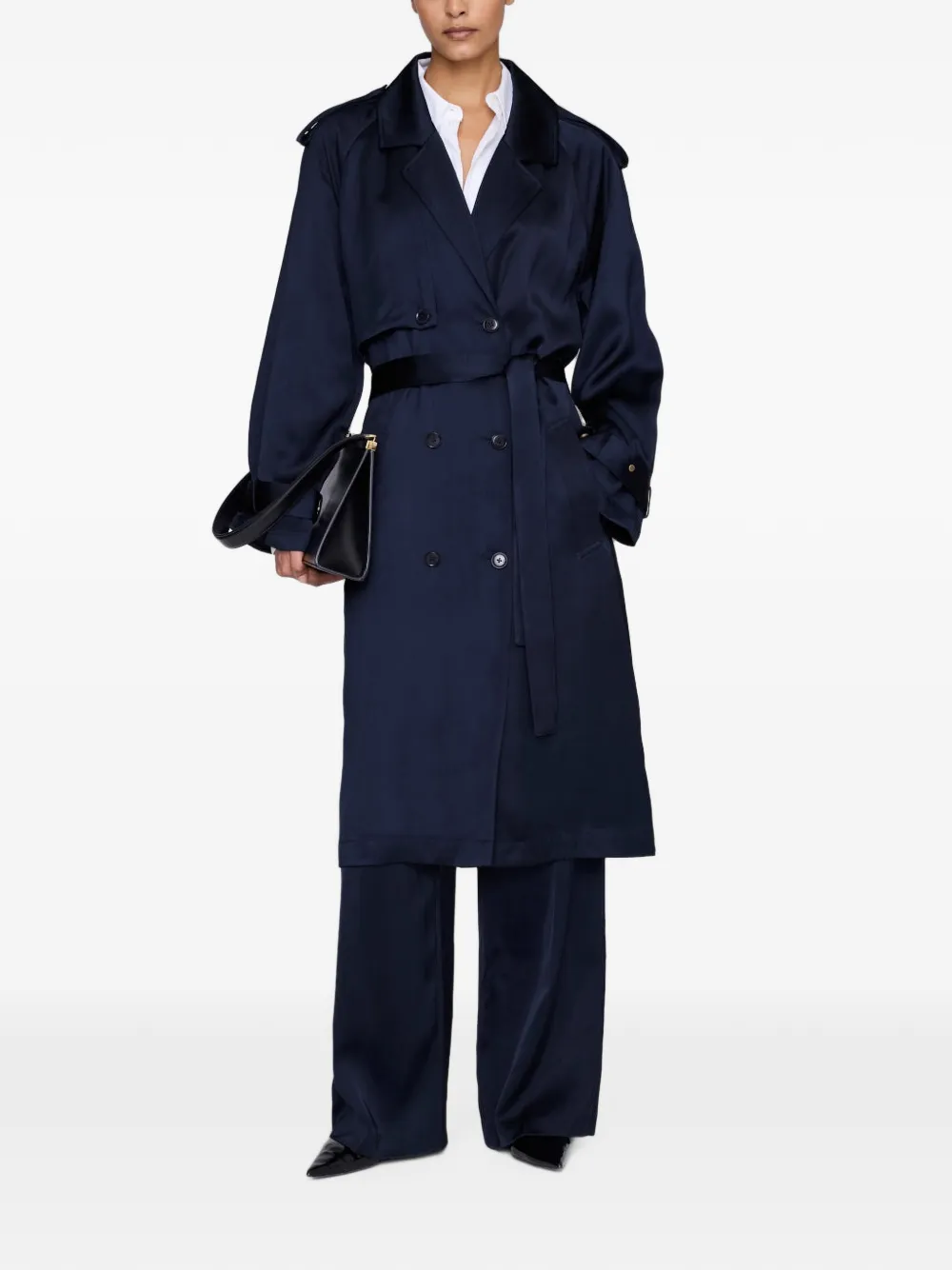 ANINE BING Ricki maxi-trenchcoat Blauw