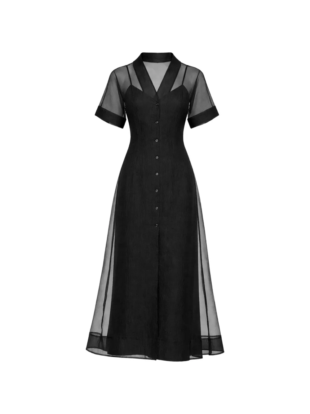 STAUD Elle V-neck button dress - Nero