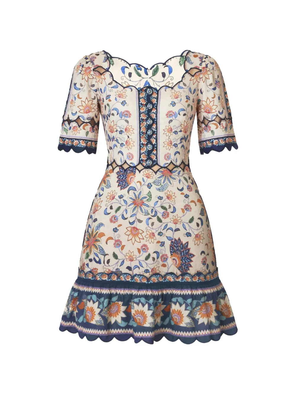 FARM Rio floral-print mini dress - Toni neutri