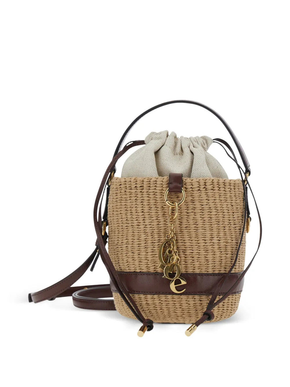 Chloé leather-trim bucket bag - Nude