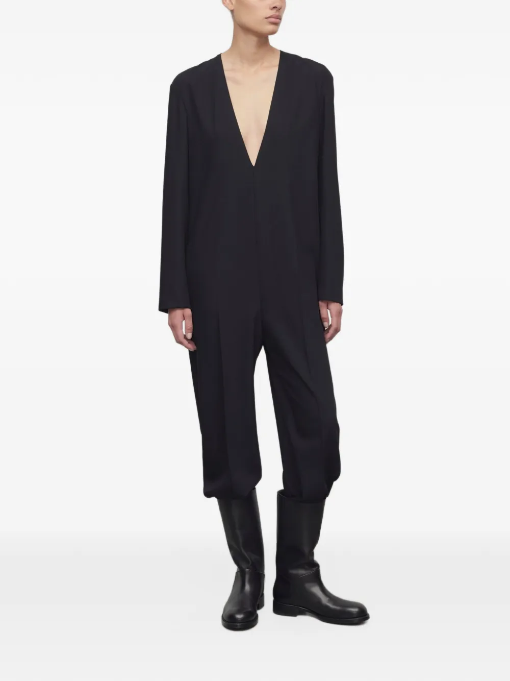 The Row Sylvana long-sleeve jumpsuit - Nero